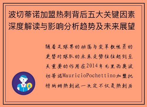 波切蒂诺加盟热刺背后五大关键因素深度解读与影响分析趋势及未来展望